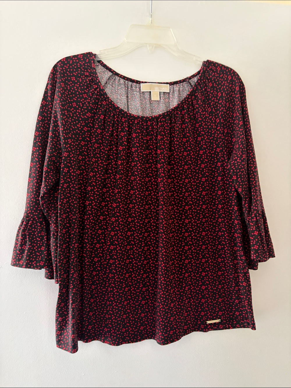 Michael Kors Black Top with Red hearts Print -